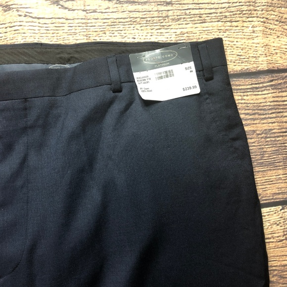 Pronto Uomo Platinim 44 Unhemmed Navy Flat Wool - Picture 2 of 7